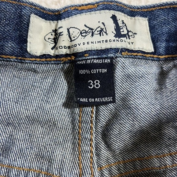 God Body Jean Shorts Men's Size 38 Faded Light Wash Denim Cotton Distressed - Picture 9 of 12